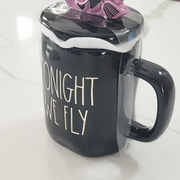 RAE DUNN TONIGHT WE FLY mug with topper NEW - Picture 4 of 9